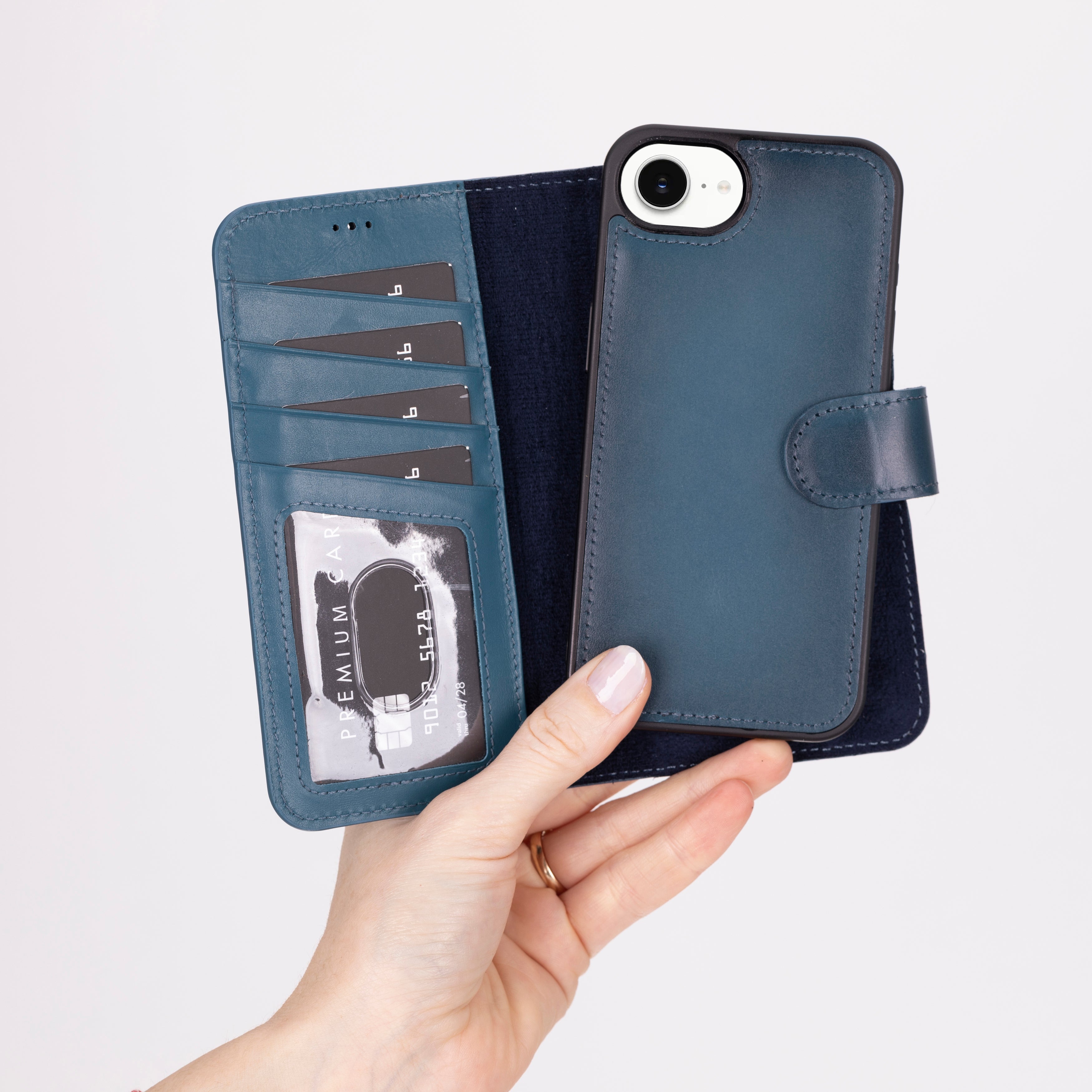 Magic iPhone 16E Detachable Leather Wallet Case