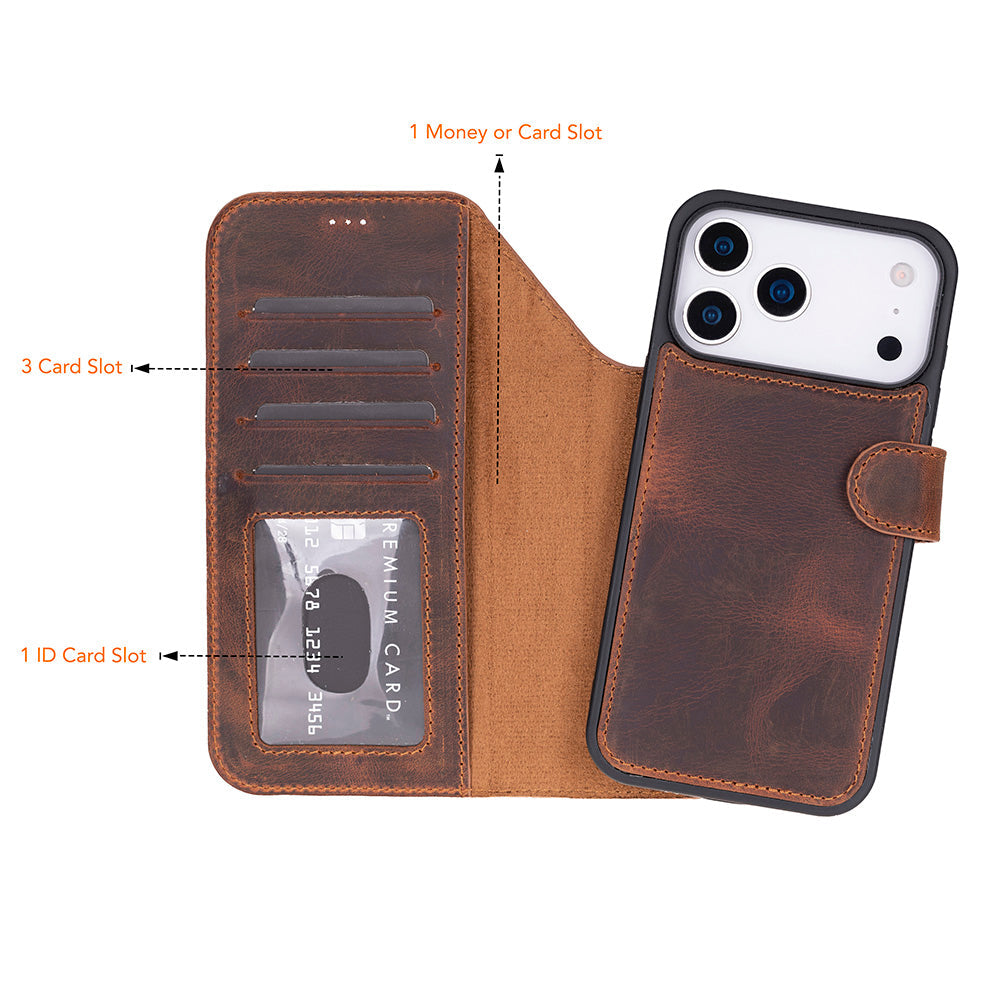 Magic iPhone 17 Pro Leather Detachable Wallet Case