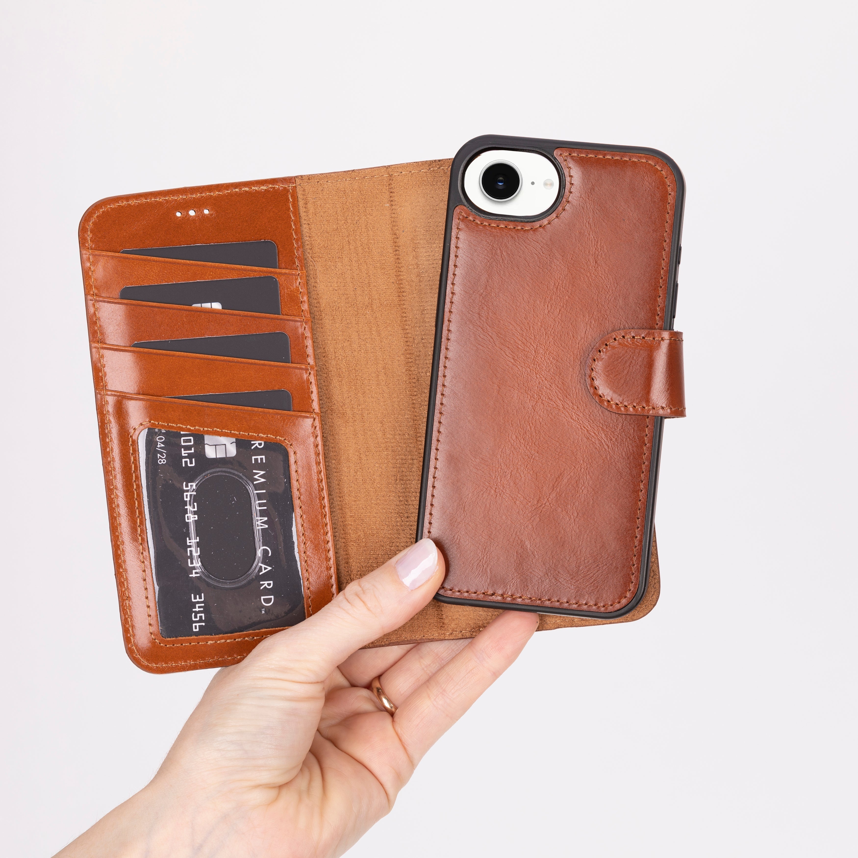 Magic iPhone 16E Detachable Leather Wallet Case