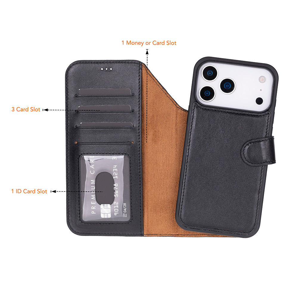 Magic iPhone 17 Pro Max Leather Detachable Wallet Case